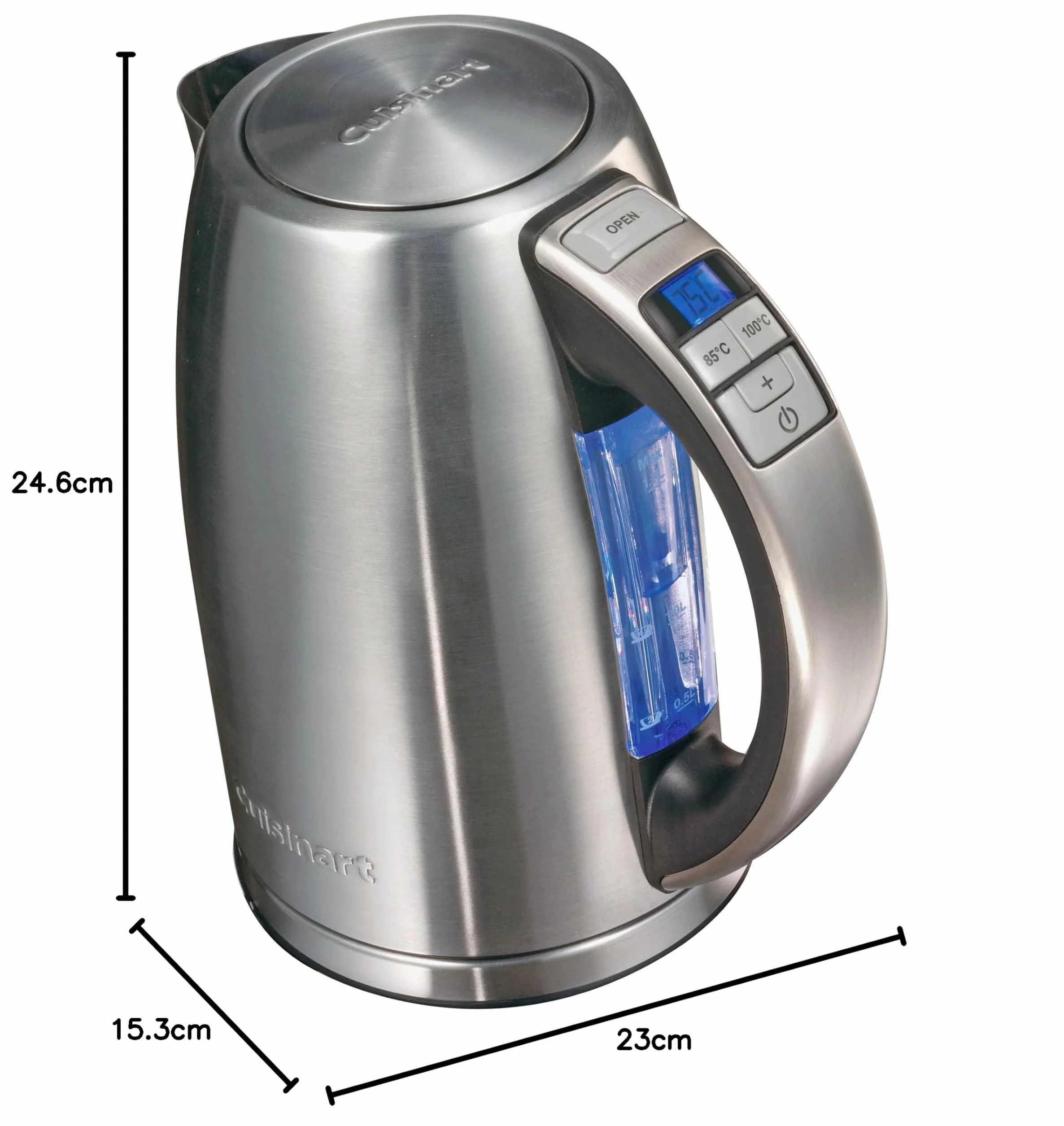 Cuisinart Multi-Temp czajnik elektryczny | szybkie gotowanie, 3 kW | bezprzewodowy | wykończenie ze stali nierdzewnej | pojemność 1,7 l | regulowana temperatura | zdejmowany, nadający się do prania