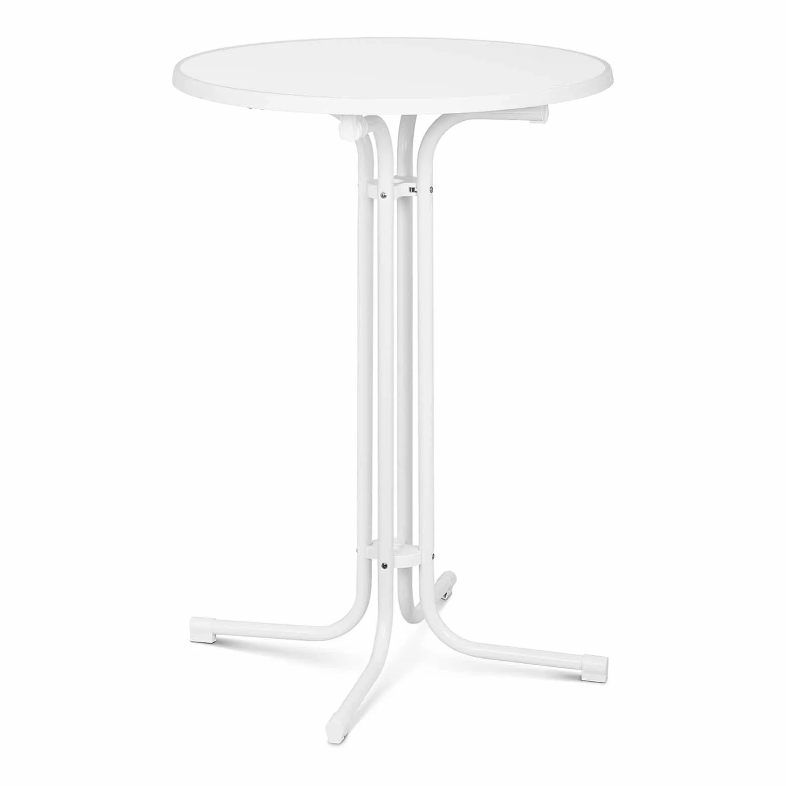 Royal Catering Jedz, stojący, jedzenie, stoisko, wysoki, bistro, okrągły bar, RC-BIS70FW, (ø 70 cm, wysokość 110 cm, składana, regulowane nóżki, stal i sklejka powlekana tworzywem sztucznym, biała)