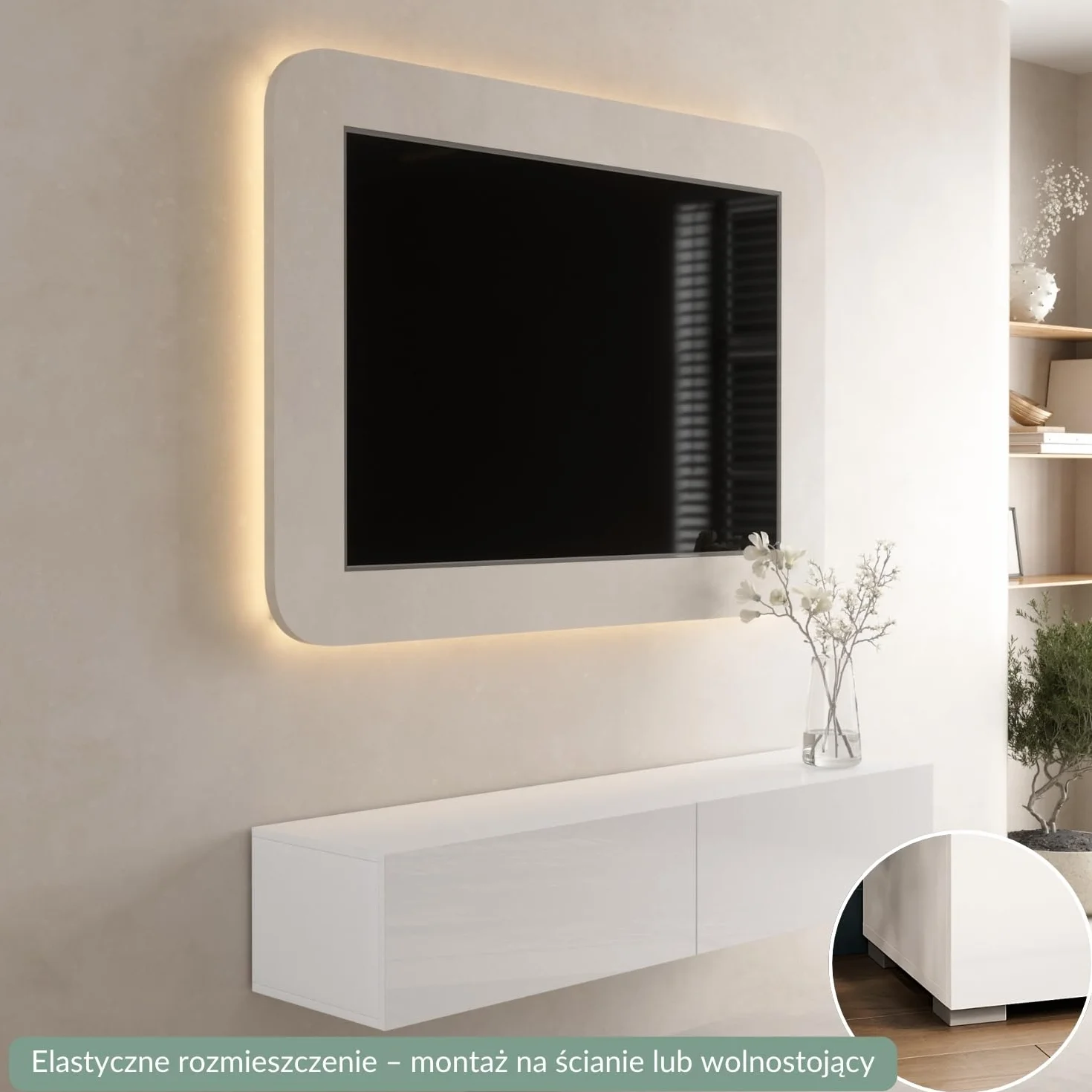 Planetmöbel West Szafka pod telewizor, stolik pod telewizor o długości 160 cm, wisząca lub stojąca, szafka pod telewizor do salonu, mebel pod telewizor 37,8 x 160 x 30 cm, biały