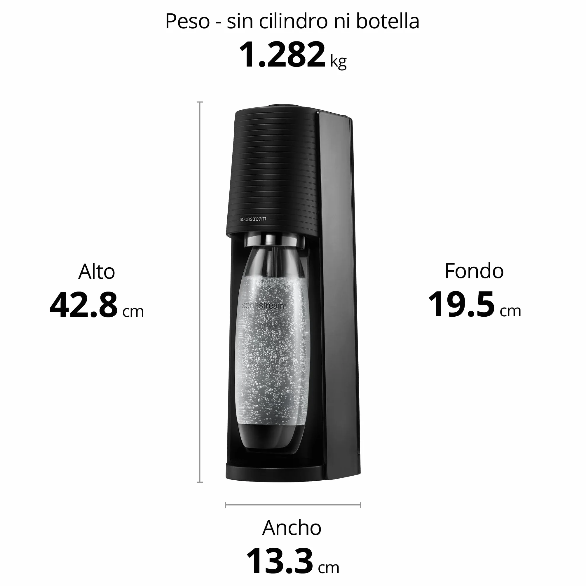 SodaStream TERRA najlepiej sprzedający się ekspres do wody gazowej | Opakowanie 1 butelka 1 l + 2 butelki 0,5 l kompatybilne z zmywarką do naczyń + 1 wkład gazu 60 l do klipsów | Czarny [Amazon