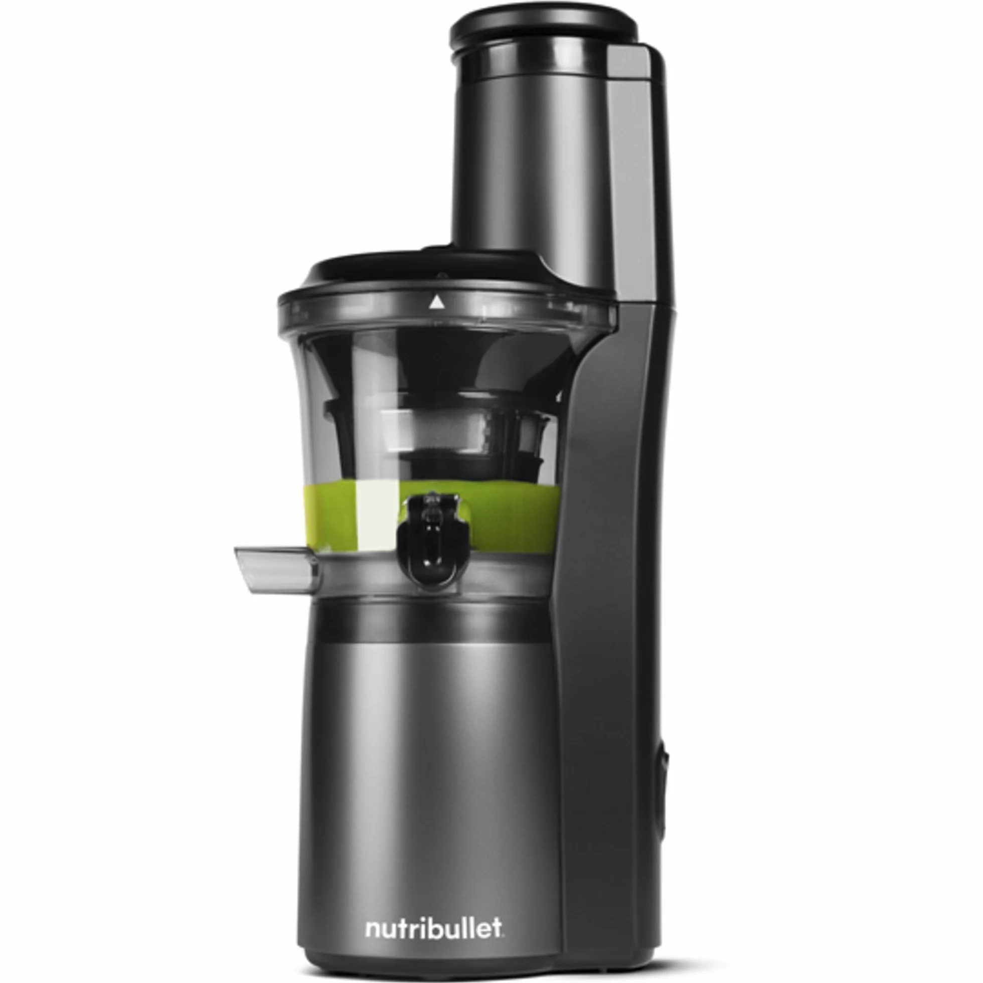 Nutribullet Slow Juicer wyciskarka do soków na zimno, ekstraktor do owoców i warzyw, moc 150 W, pojemnik na miąższ 887 ml, karafka 700 ml, czarny, NBJ500