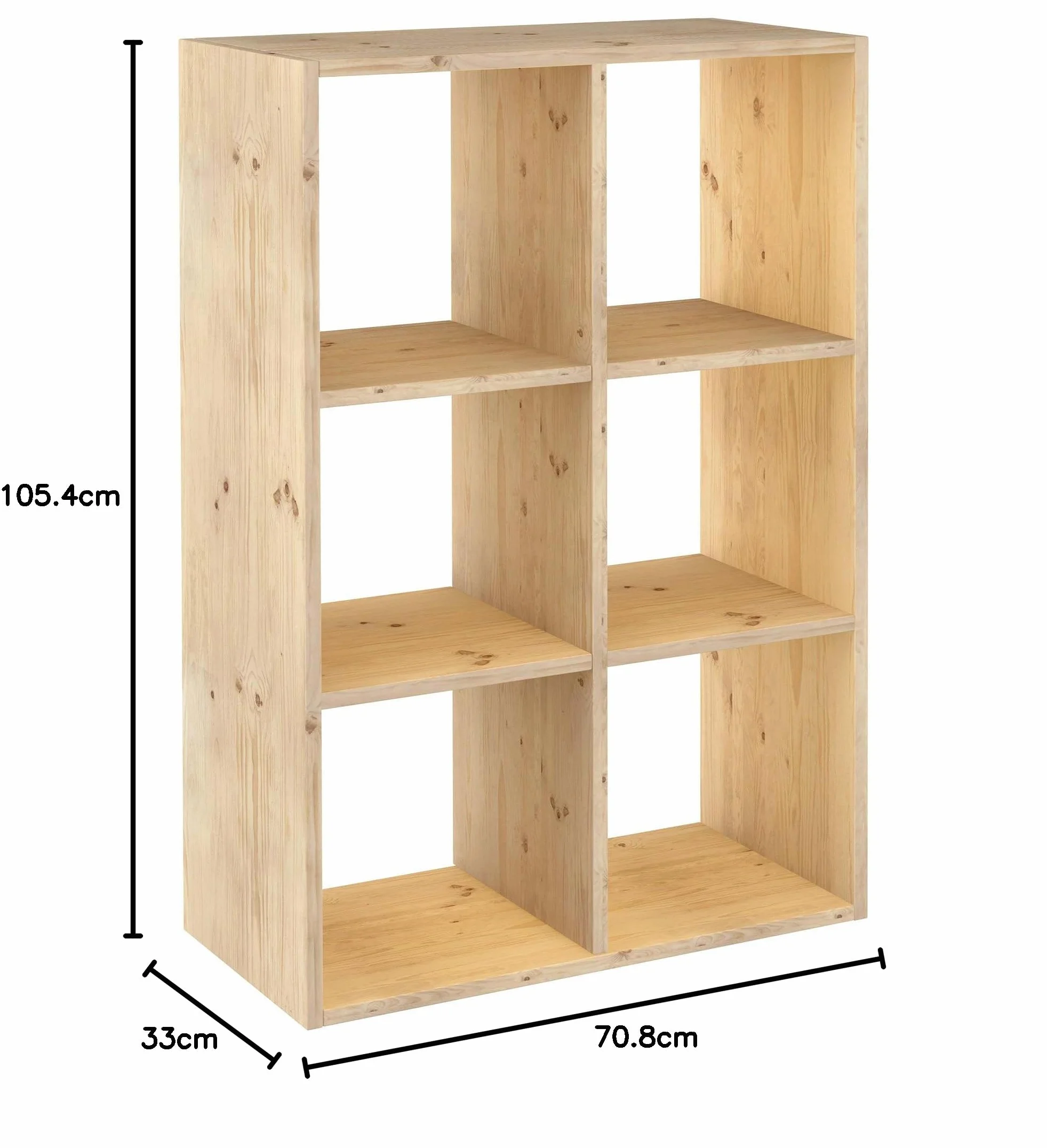 Astigarraga Kit Line Regał modułowy 6 kostek Dinamic, lite drewno sosnowe 105,4x70,8x33 cm