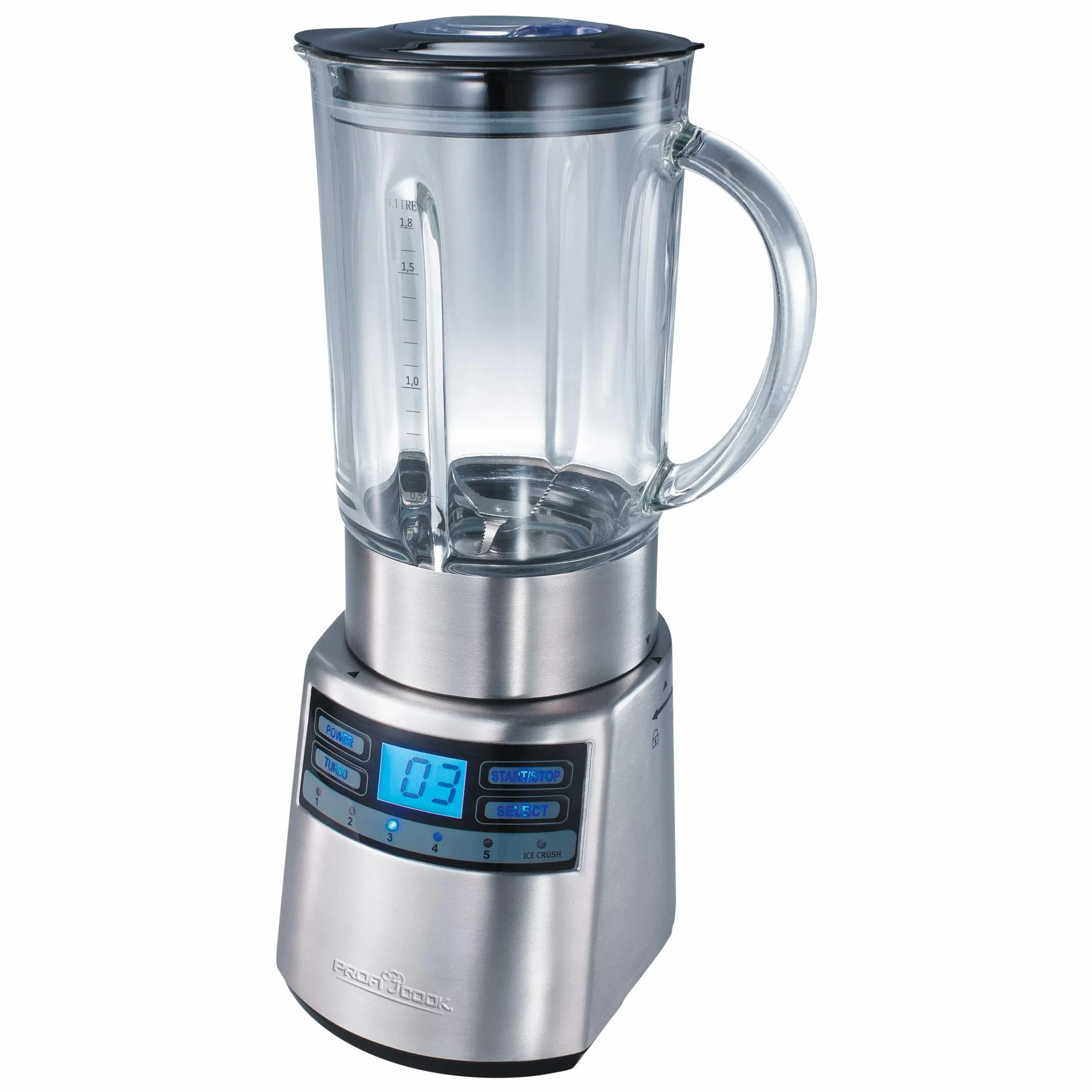 Profi Cook UM-1006 - Uniwersalny blender/mikser - Ze szklaną misą - 1200 W - 13000 obr./min - Kolor srebrny