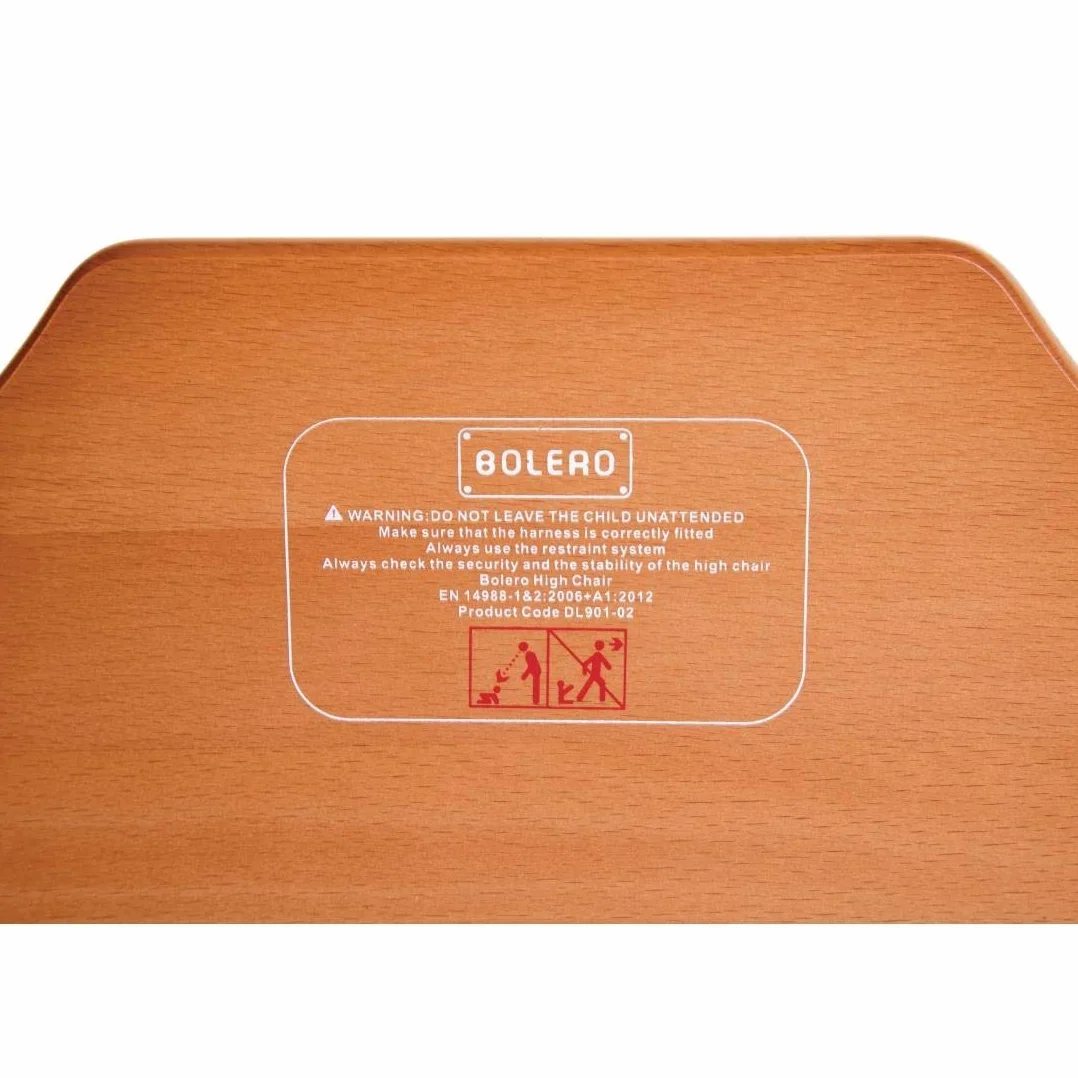 Bolero Drewniane krzesełko do karmienia ciemnobrązowe wykończenie drewna do jadalni i jaskini 750 x 510 x 510 mm