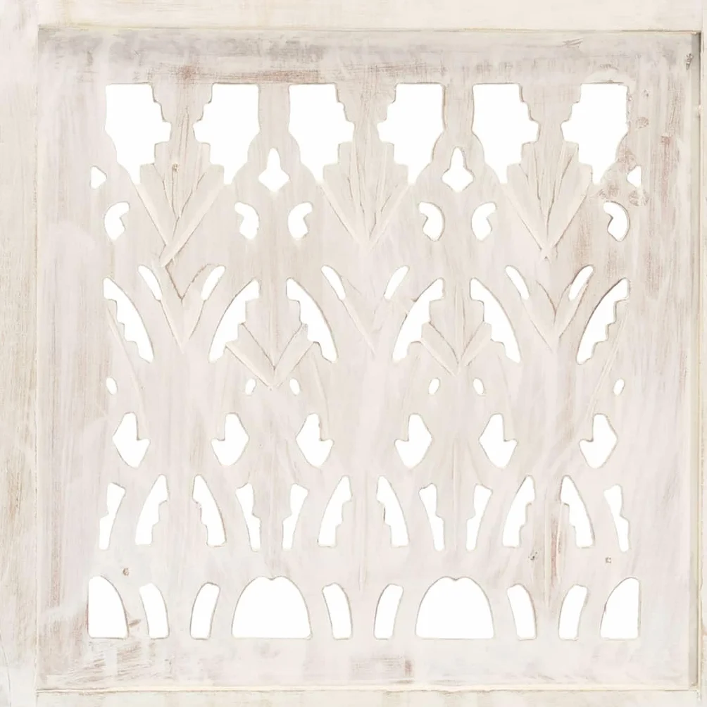 vidaXL Parawan 3-panelowy rzeźbiony biały 120x165 cm drewno mango