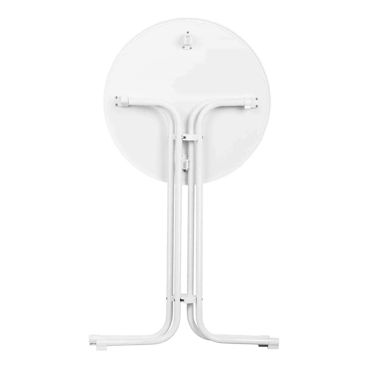 Royal Catering Jedz, stojący, jedzenie, stoisko, wysoki, bistro, okrągły bar, RC-BIS70FW, (ø 70 cm, wysokość 110 cm, składana, regulowane nóżki, stal i sklejka powlekana tworzywem sztucznym, biała)