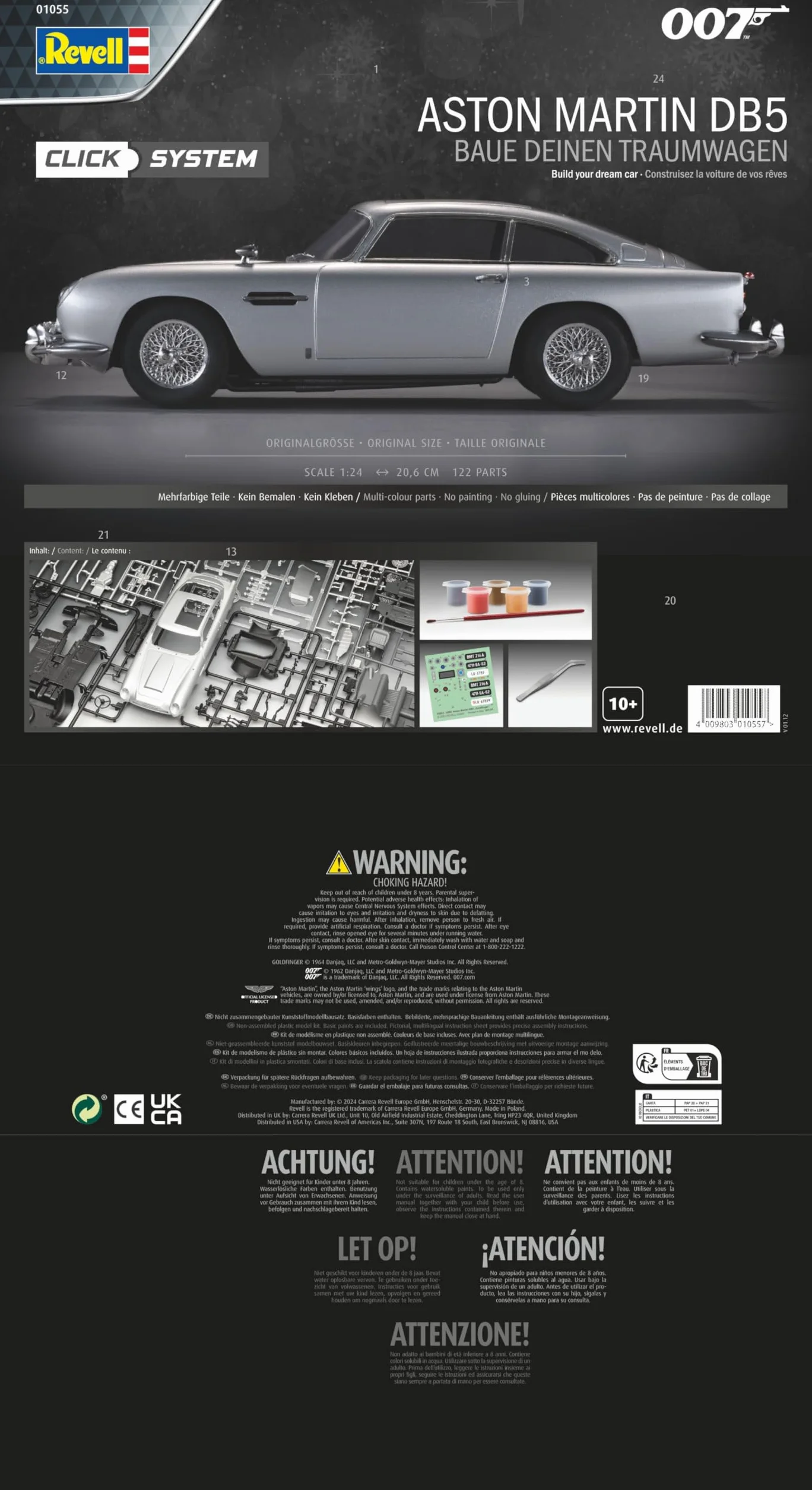 Revell Kalendarz adwentowy 007 James Bond Aston Martin DB5 (easy-click) I 007 James Bond kalendarz adwentowy I Aston Martin DB5 I montaż w 24 dni I nie wymaga kleju, od 10 lat I