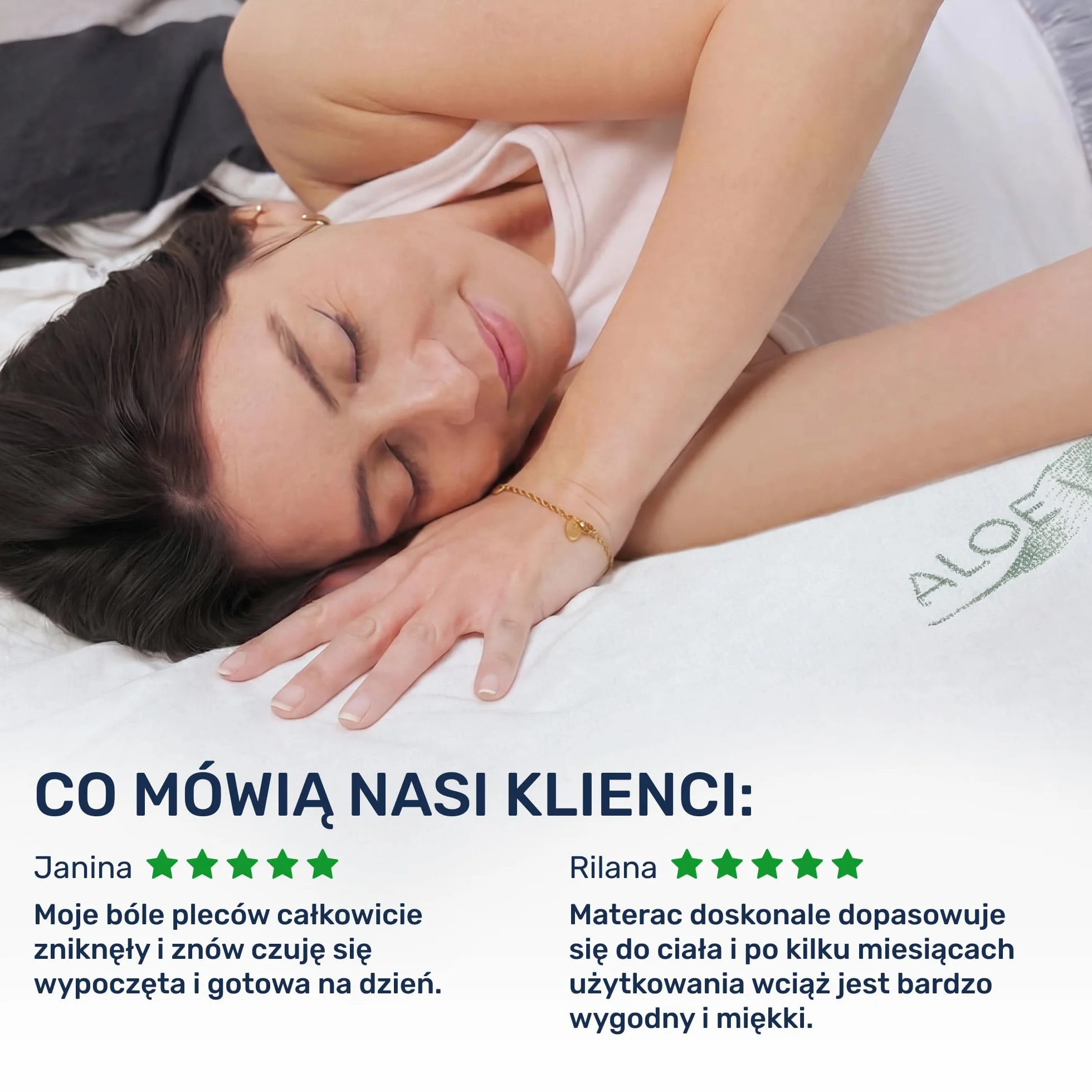 Materac nawierzchniowy wiskoelastyczny Dailydream „Model M” z efektem pianki zapamiętującej kształt, 80x200x5cm, Edition “Aloe Vera”