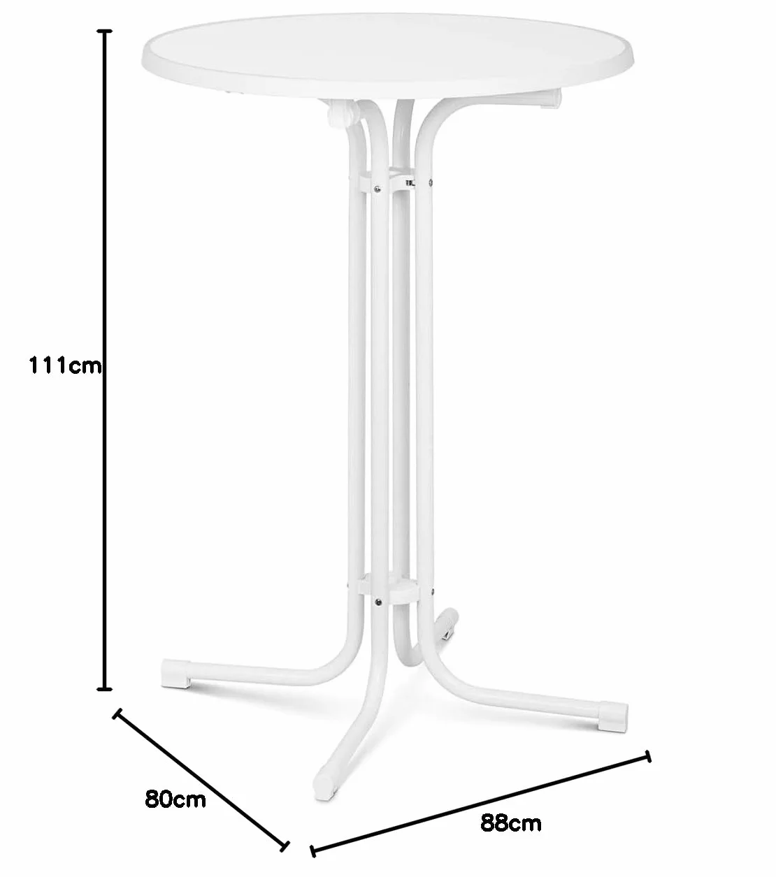 Royal Catering Jedz, stojący, jedzenie, stoisko, wysoki, bistro, okrągły bar, RC-BIS70FW, (ø 70 cm, wysokość 110 cm, składana, regulowane nóżki, stal i sklejka powlekana tworzywem sztucznym, biała)