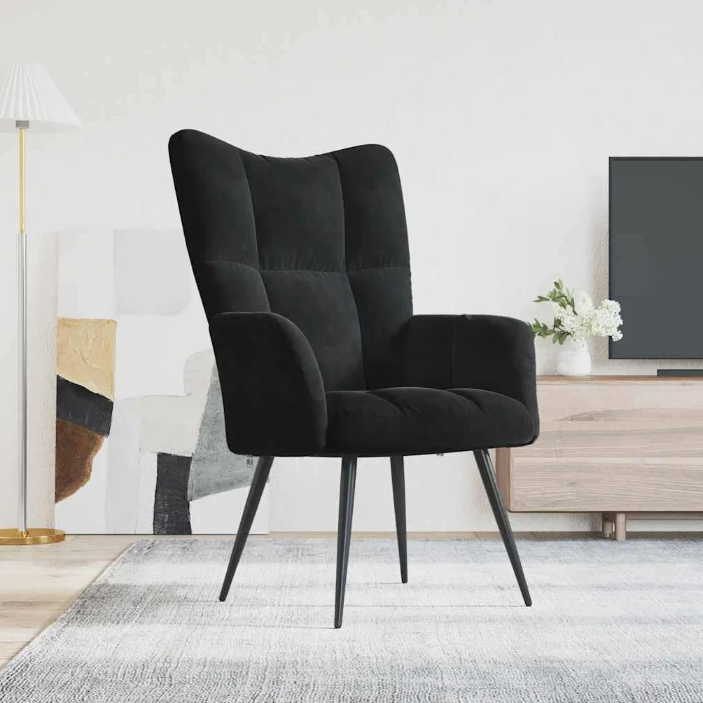 vidaXL Fotel, czarny, obity aksamitem