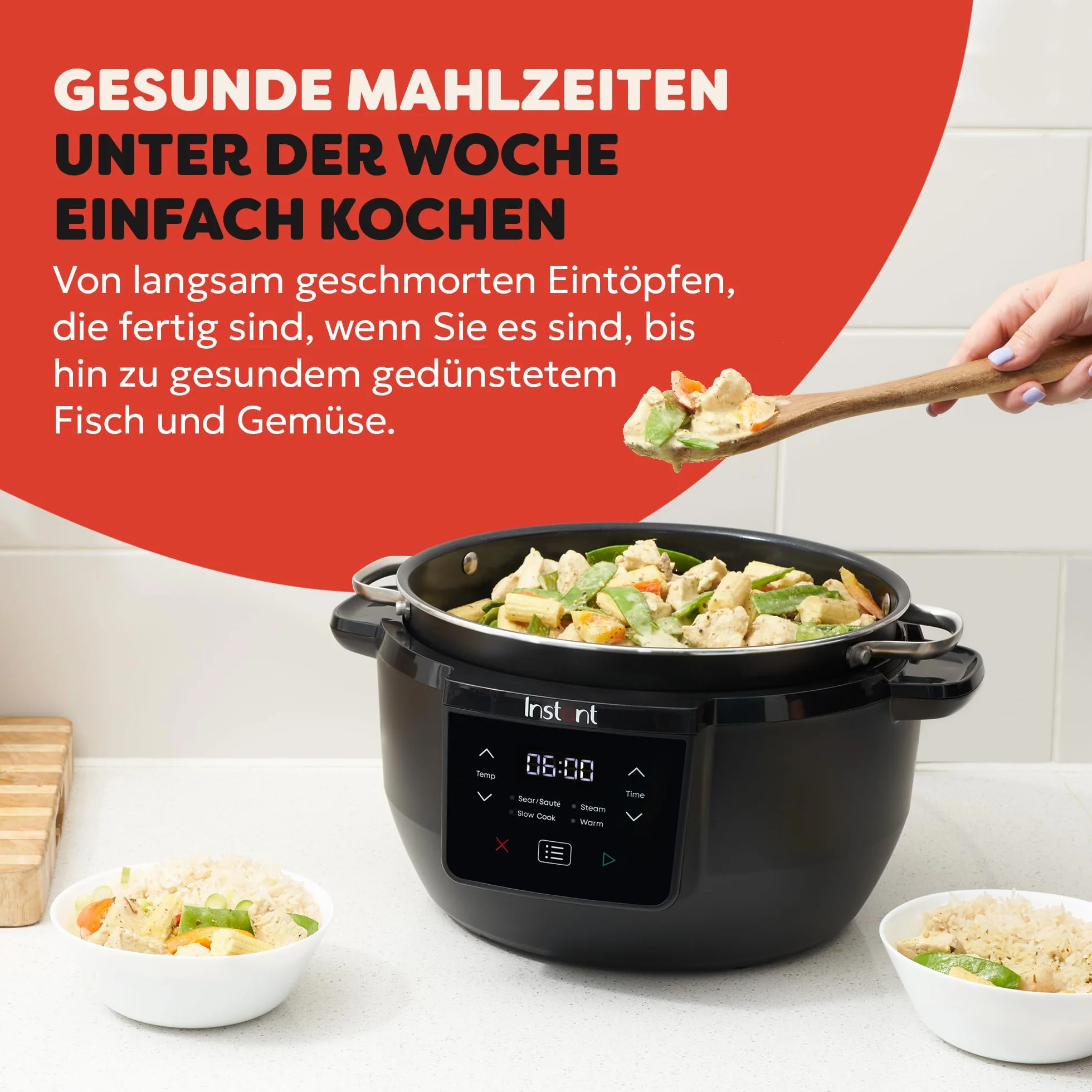 Instant Pot Superior Slow Cooker/wolnowar, 7,1 l wielofunkcyjna kuchenka / 4 funkcje gotowania (gotowanie na miękko, smażenie, gotowanie na parze i funkcja utrzymywania ciepła), nadaje się do mycia w