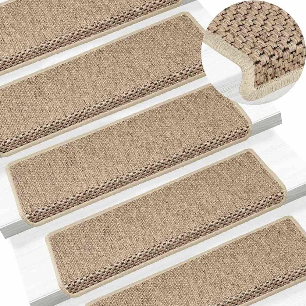 vidaXL Samoprzylepne nakładki na schody 15 szt. 65x21x4 cm piaskowe