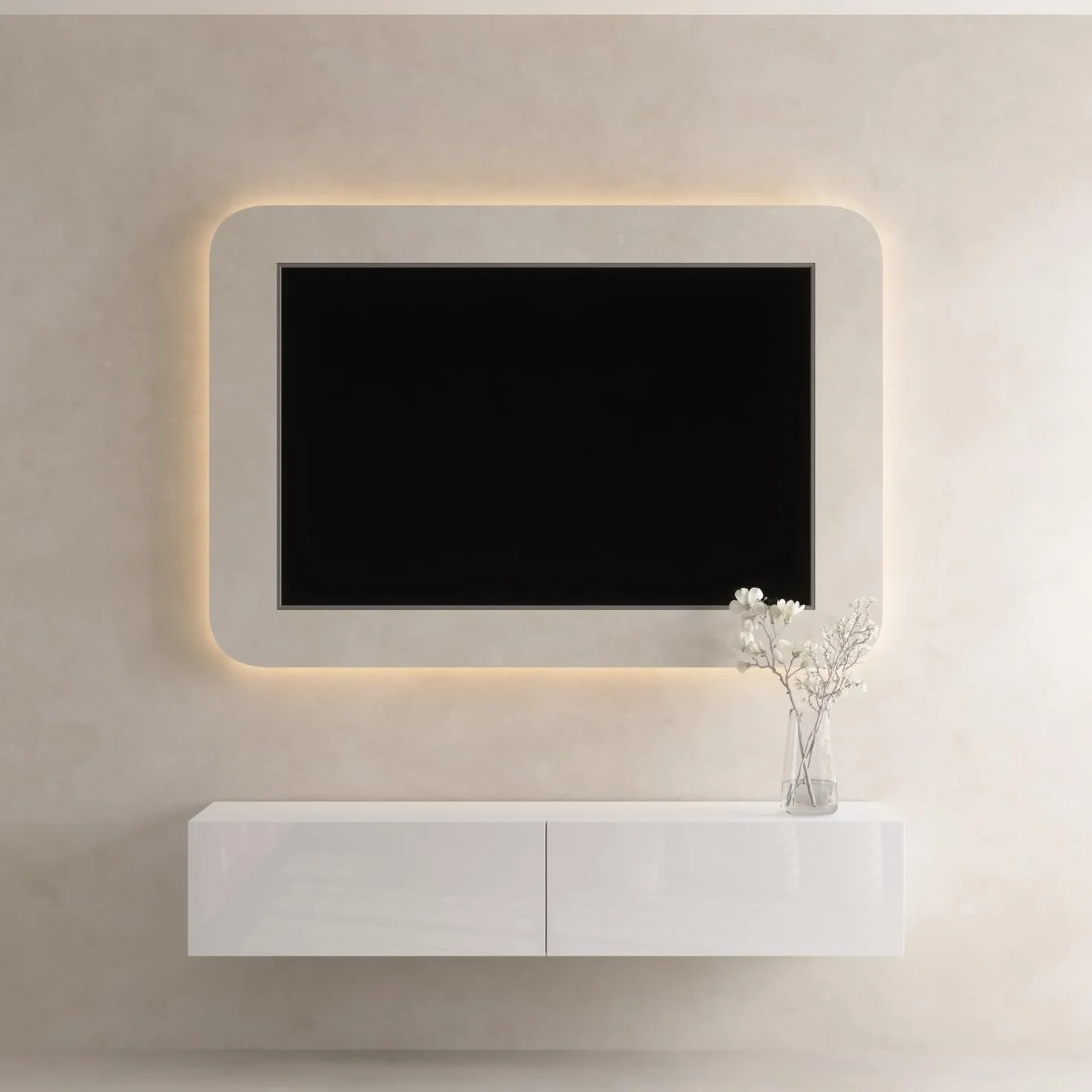 Planetmöbel West Szafka pod telewizor, stolik pod telewizor o długości 160 cm, wisząca lub stojąca, szafka pod telewizor do salonu, mebel pod telewizor 37,8 x 160 x 30 cm, biały