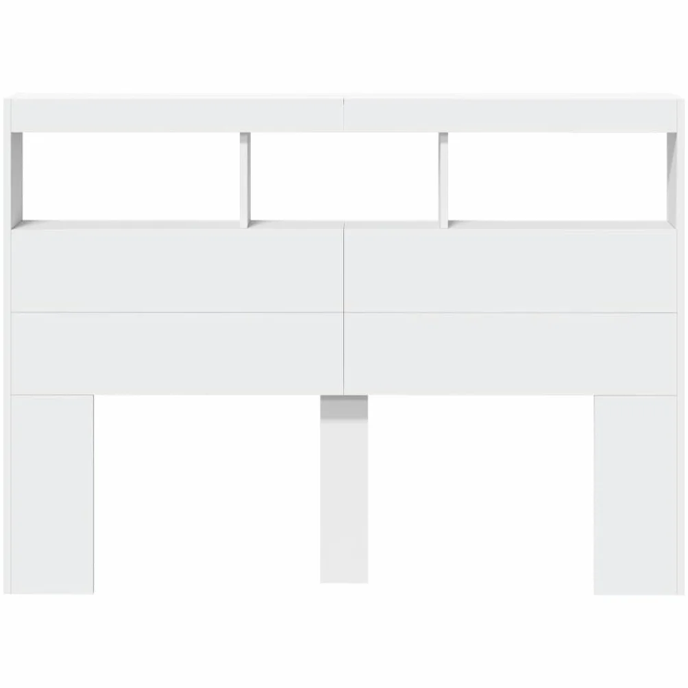 vidaXL Zagłówek z półkami i oświetleniem LED, biały, 140x17x102 cm, zagłówek, zagłówek do łóżka, zagłówki do łóżka, zagłówki, wezglowie