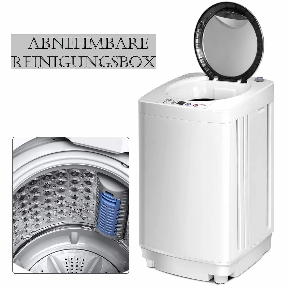 FANTASK Pralka w pełni automatyczna, 3,5 kg, mini pralka z wirowaniem, 6 programów, 240 W, ładowana od góry, z pompką, do mieszkania, kampera i na kemping
