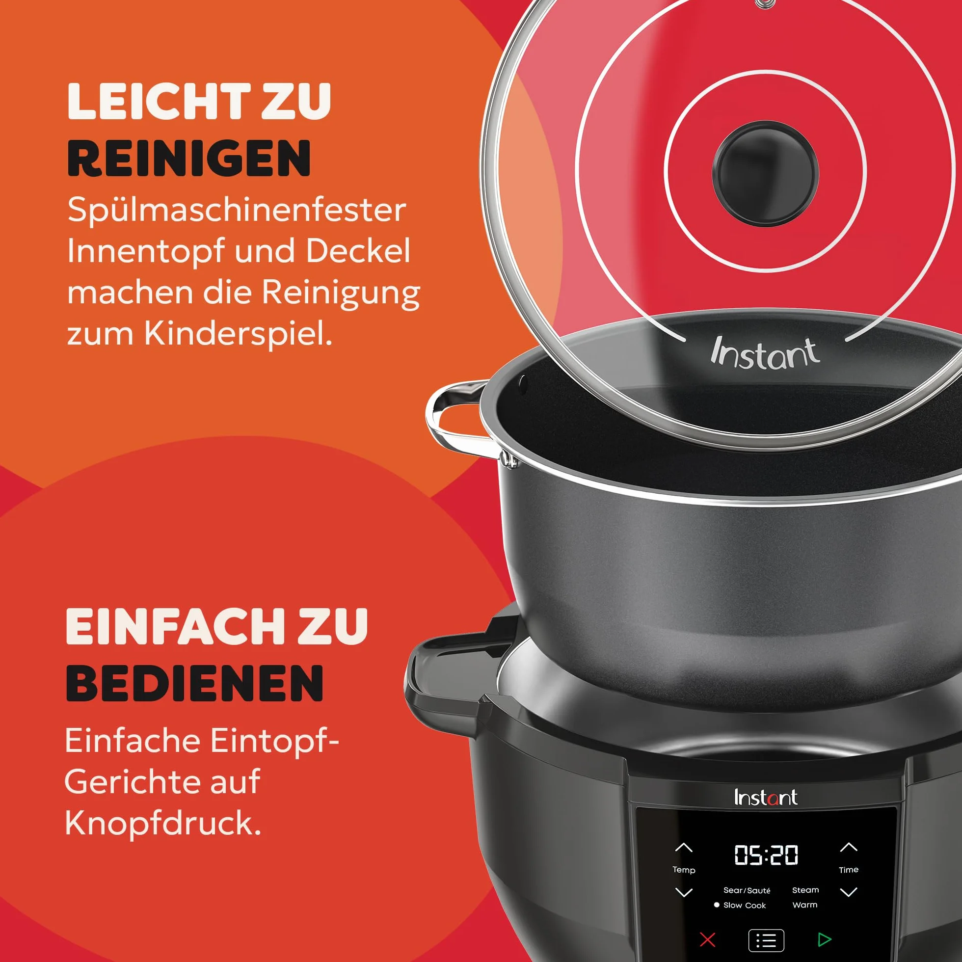 Instant Pot Superior Slow Cooker/wolnowar, 7,1 l wielofunkcyjna kuchenka / 4 funkcje gotowania (gotowanie na miękko, smażenie, gotowanie na parze i funkcja utrzymywania ciepła), nadaje się do mycia w