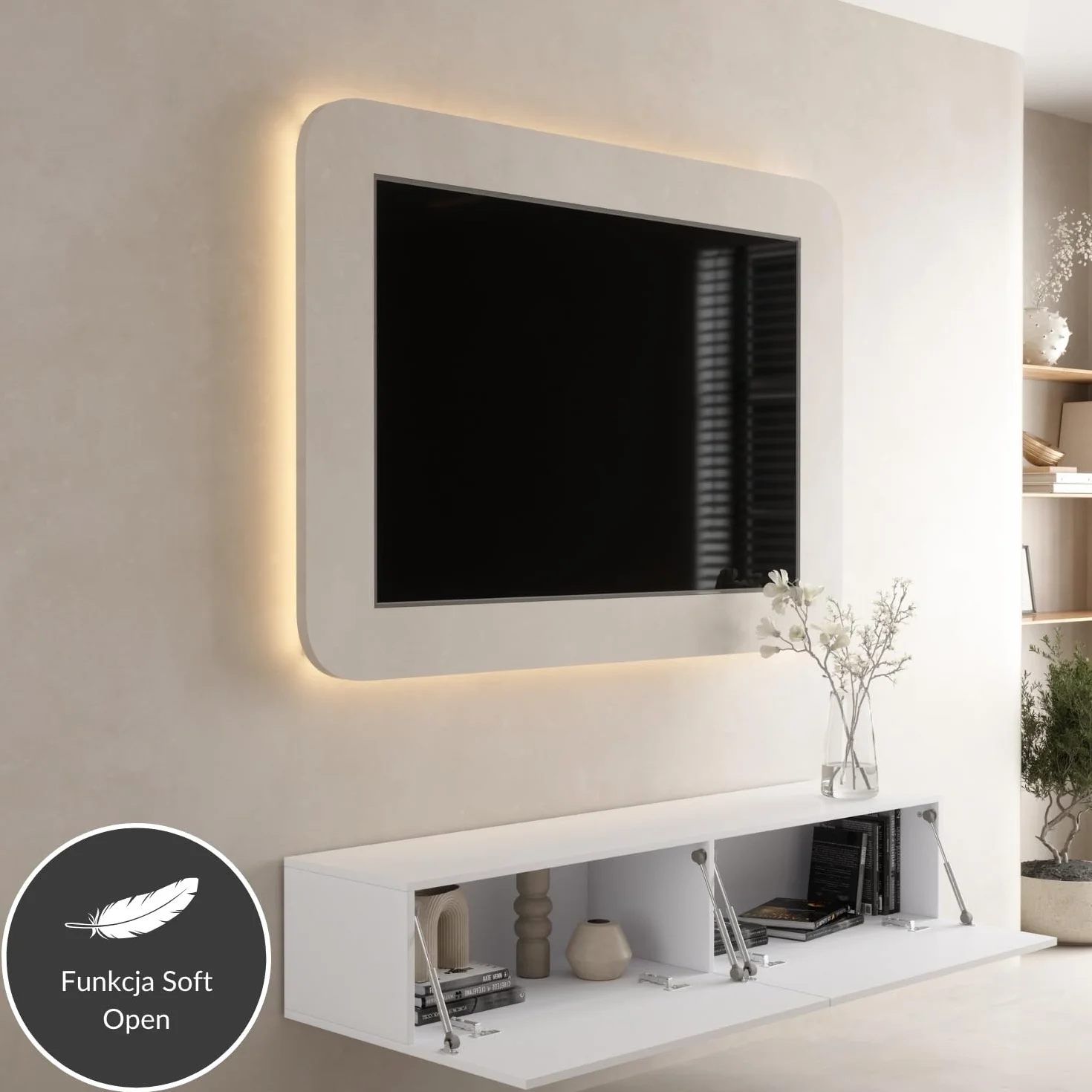 Planetmöbel West Szafka pod telewizor, stolik pod telewizor o długości 160 cm, wisząca lub stojąca, szafka pod telewizor do salonu, mebel pod telewizor 37,8 x 160 x 30 cm, biały