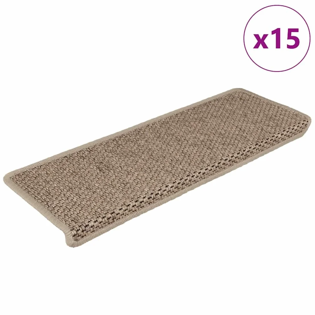 vidaXL Samoprzylepne nakładki na schody 15 szt. 65x21x4 cm piaskowe
