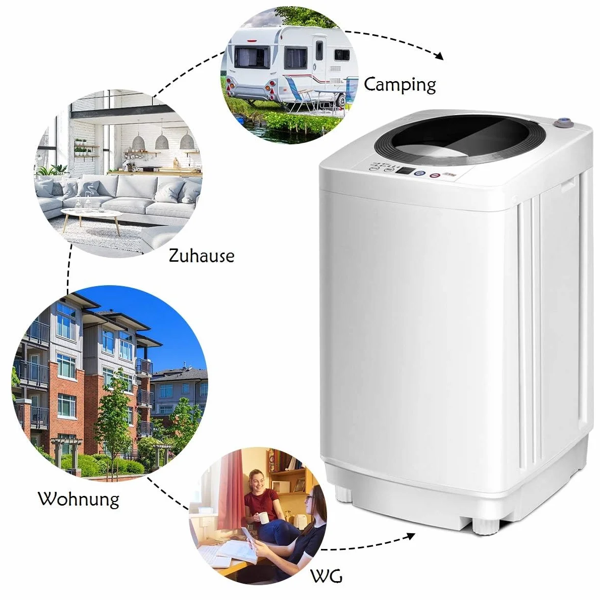 FANTASK Pralka w pełni automatyczna, 3,5 kg, mini pralka z wirowaniem, 6 programów, 240 W, ładowana od góry, z pompką, do mieszkania, kampera i na kemping