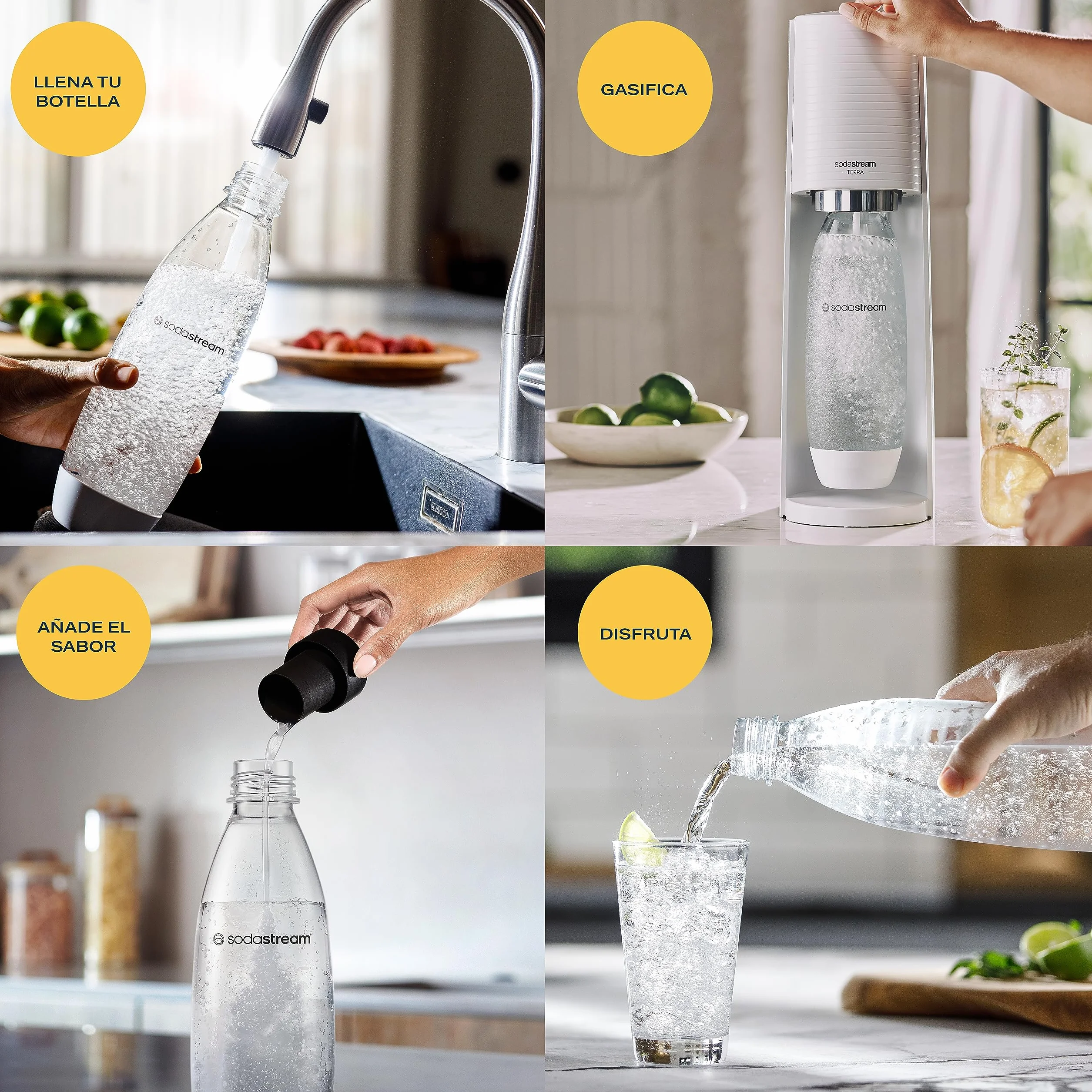 SodaStream TERRA najlepiej sprzedający się ekspres do wody gazowej | Opakowanie 1 butelka 1 l + 2 butelki 0,5 l kompatybilne z zmywarką do naczyń + 1 wkład gazu 60 l do klipsów | Czarny [Amazon