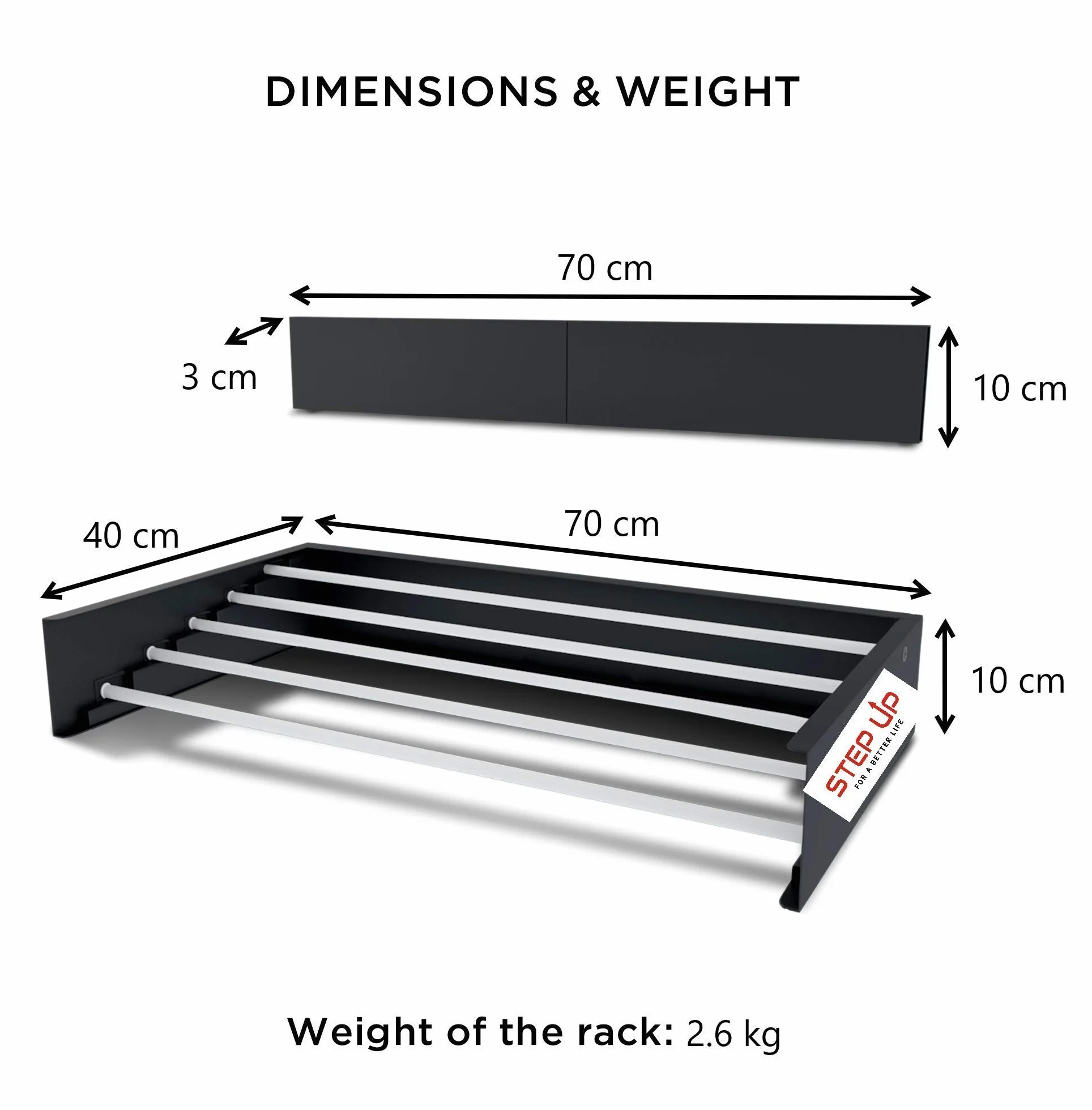 Step Up Suszarka do prania – do wewnątrz lub na zewnątrz – zajmuje mało miejsca, kompaktowa i elegancka konstrukcja, nośność 20 kg, linka 3,5 m (70 cm, szara)