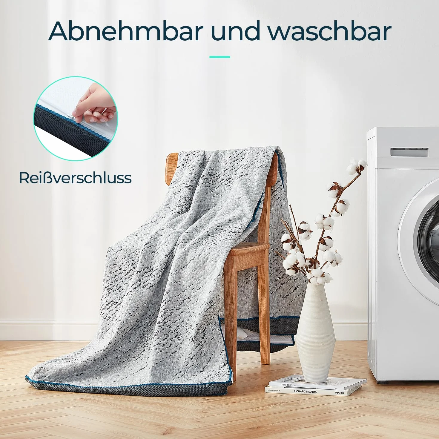 LINSY HOME Nakładka na materac żelowa, 160 x 200 cm, wysokość 7,5 cm, nakładka na materac z pianki z pamięcią kształtu, twardość H4/H5, z nadającą się do prania materiałem bambusowym