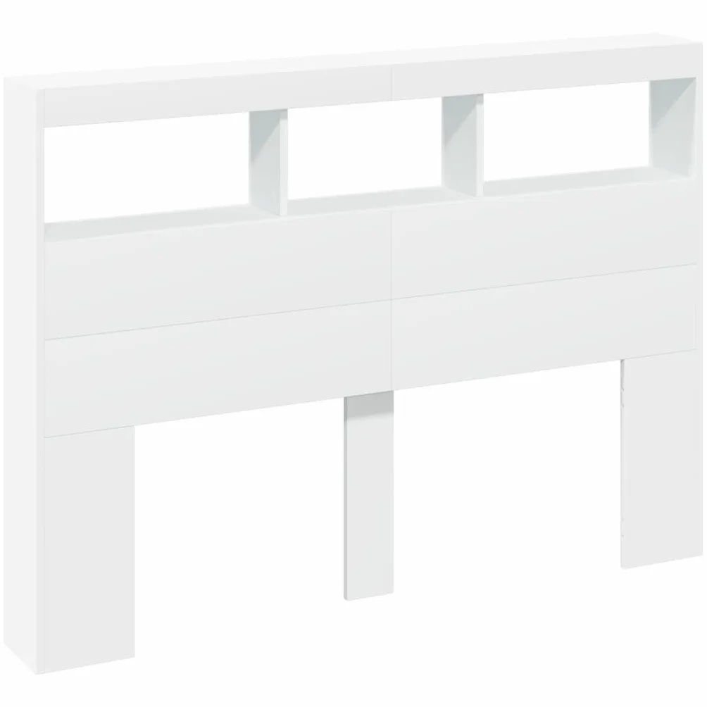 vidaXL Zagłówek z półkami i oświetleniem LED, biały, 140x17x102 cm, zagłówek, zagłówek do łóżka, zagłówki do łóżka, zagłówki, wezglowie