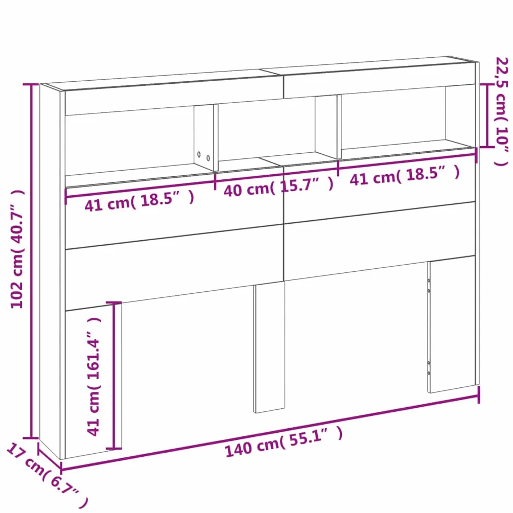 vidaXL Zagłówek z półkami i oświetleniem LED, biały, 140x17x102 cm, zagłówek, zagłówek do łóżka, zagłówki do łóżka, zagłówki, wezglowie