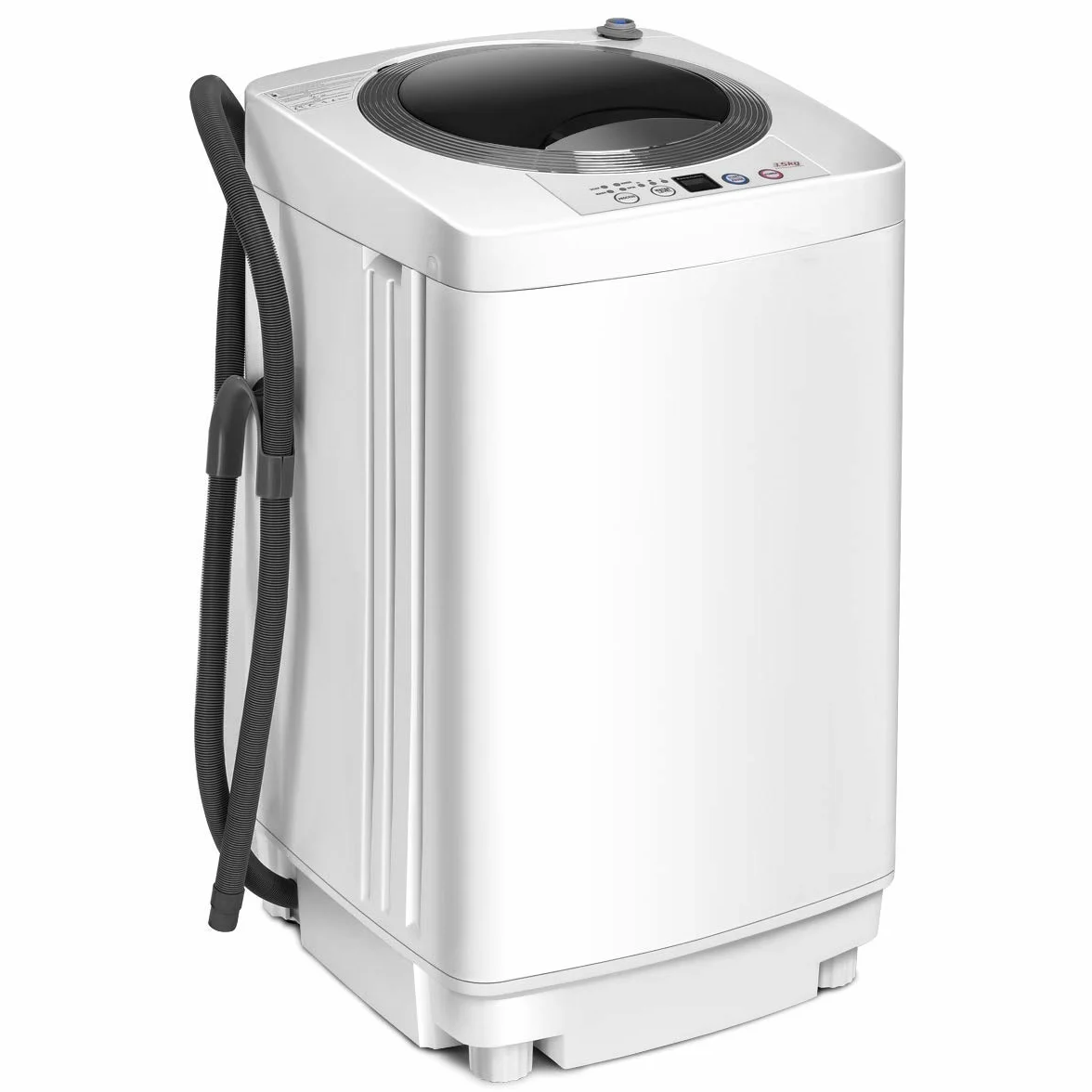 FANTASK Pralka w pełni automatyczna, 3,5 kg, mini pralka z wirowaniem, 6 programów, 240 W, ładowana od góry, z pompką, do mieszkania, kampera i na kemping